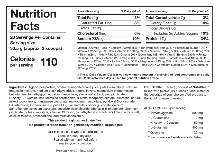 NutriClear Label